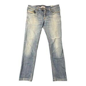 Diesel Sleenker-X Jeans Mens 32x29 Blue Slim Skinny Distressed Denim Pants
